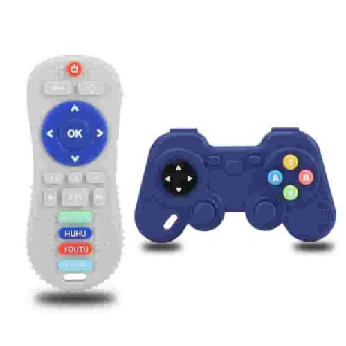 Smasener Teething Toys for Toddlers, 2 PcsTeething Toys for Baby 0-6 Months 6-12 Months - Teether Chew Toys Set for Toddler Boy and Girl, Remote Control and Game Controller Teething Toys Gift