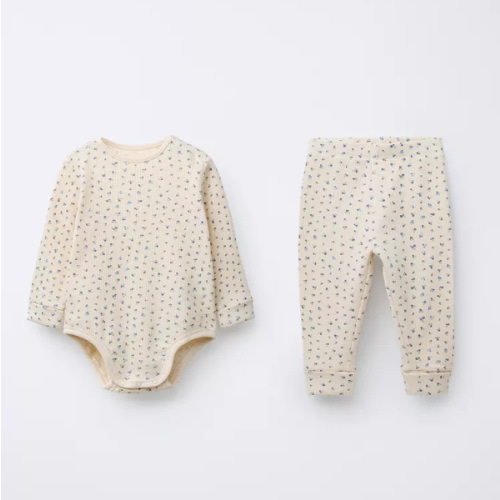 FLORAL WAFFLE BODYSUIT AND LEGGINGS SET - Blue | ZARA United States
