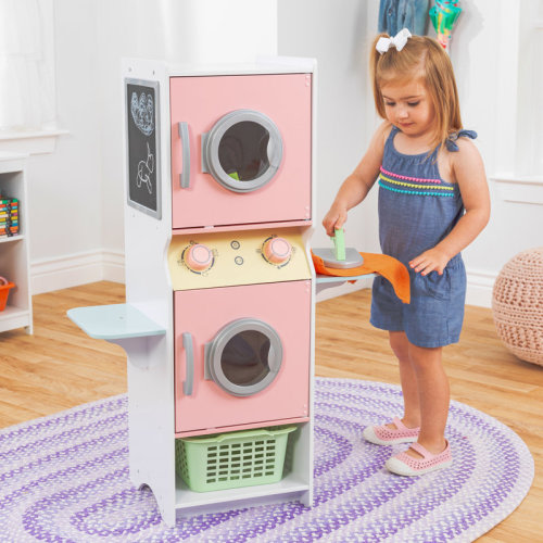 KidKraft Wooden Laundry Play Set, Stacking Washer and Dryer with Iron and Basket & Reviews | Wayfair