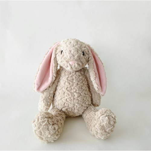 Beige Bunny: Personalized Option, Soft, Stuffed Animal w/ Embroidered Eyes, Baby Shower, Baptism, Birthday Gift, Valentine's Day