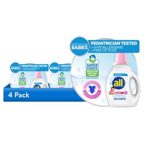 (4 pack) all Baby Liquid Laundry Detergent, 88 oz, 58 Loads