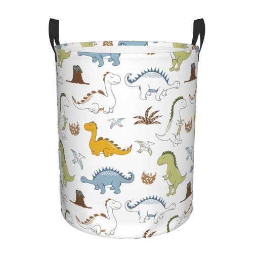 Large Laundry Basket with Handles - Dinosaur print I Kids Baby Dirty Clothes Laundry Hamper for Bedroom Aesthetic