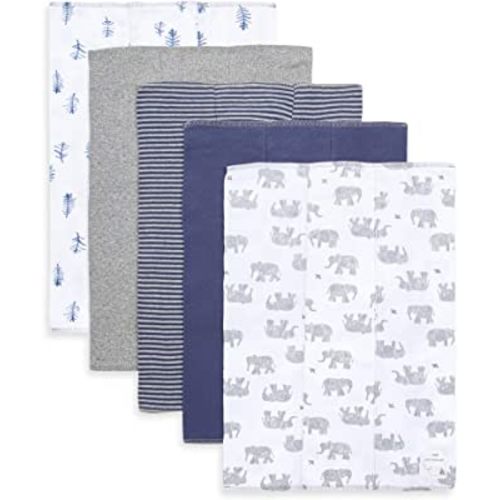 Burt's Bees Baby - Burp Cloths, 5-Pack Extra Absorbent 100% Organic Cotton Burp Cloths (Wandering Elephants)