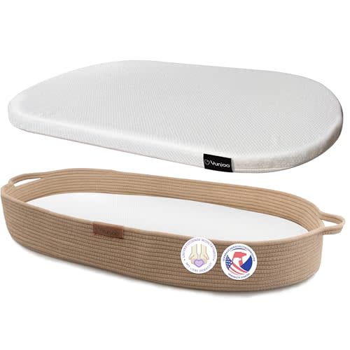 Yunioo Baby Changing Basket, Portable Diaper Changing Pad, Moses Basket for Newborns, Changing Table Topper for Baby Nursery, Waterproof Travel Pad Cover