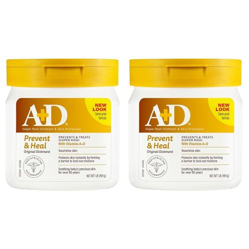 A+D Original Diaper Rash Ointment, 1 Pound Jar Pack of 2