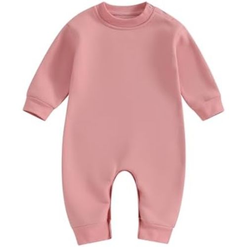 Newborn Baby Boy Girl Fleece Romper Jumpsuit Solid Color Long Sleeve Thick Sweater Onesie Warm Winter Outfit Clothes