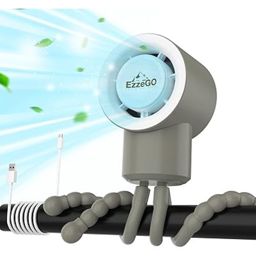 1200mAH Portable Stroller Fan | 360-Degree Stroller Fan Clip on for Baby, Bus, Travel, Office | 2 hours fully charge | Quiet Operation System | 3 Speed Modes | Versatile Silicone Tripod | Gray