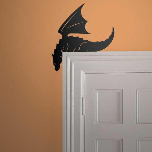 Cute Dragon Metal Door Frame Topper | Door Frame Corner Sign | Dragon Art | Mythical | Mythology | Fantasy | D&D |