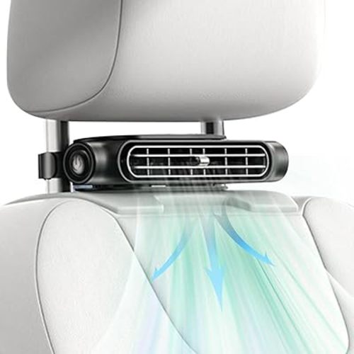 Car Fan Seat Cooling Fan, USB Car HeadrestFan for Front Rear Seat, CarFan for Backseat, USB Powered 3 Speeds Portable CarCoolingFan (Black)
