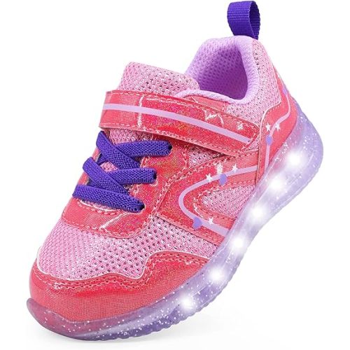 YESKIS Toddler Boys Girls Light Up Shoes LED Flashing Lightweight Mesh Breathable Adorable Running Sneakers for Toddler and Little Kid