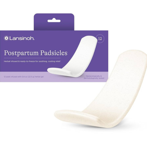 Lansinoh Postpartum Cooling Pads, Perineal Ice Packs, 12 Count, Witch Hazel Pads for Postpartum Care, Padsicles with Cooling and Comforting Aloe Vera
