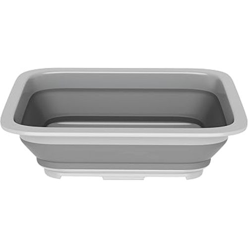 Collapsible Ice Bucket - 7.27-Liter Portable Outdoor Multi-Use Basin, Dish Tub, and Storage Basket for Camping and Tailgating by Wakeman (Gray)