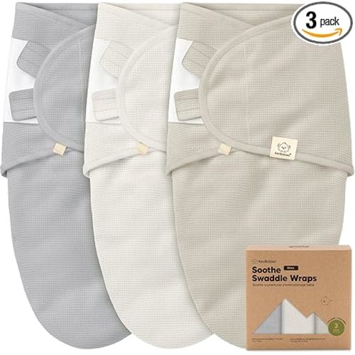 3-Pack Organic Swaddles for Newborns, Baby Sleep Sacks 0-3 Months - Baby Swaddle Wrap, Newborn Wearable Blanket, Infant Sleep Sack for Girls, Boys, Soft & Snug, Large Hook & Loop Closure (Granite)