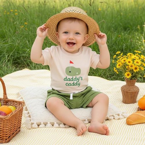 Baby Boy Summer Outfits Golf Embroidery Short Sleeve Tshirts Shorts Set Toddler Golf Clothes 0 6 12 18 Months 2T 3T
