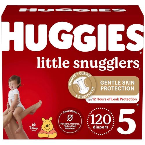 Baby Diapers Size 5 (27+ lbs), 120ct, Huggies Little Snugglers