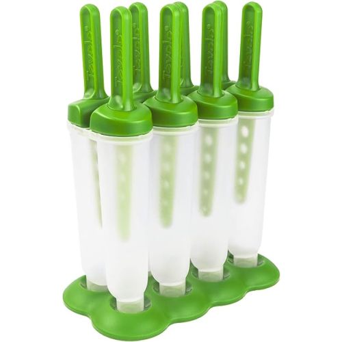 Tovolo Twin Ice Pop Molds, Drip-Guard Handle, 4 Oz Ice Pops, Set of 4 Twin Ice Pop Molds, Popsicle Makers with Reusable Sticks, Mess-Free Frozen Treats, Green