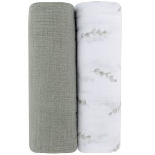 Ely's & Co. Cotton Muslin Swaddle Blanket Eucalyptus & Sage 2 Pack