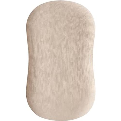 Konssy Muslin Baby Lounger Cover 1 Pack, 100% Cotton Newborn Lounger Cover, Soft and Breathable Lounger Slipcover, Cover Only (Wheat)