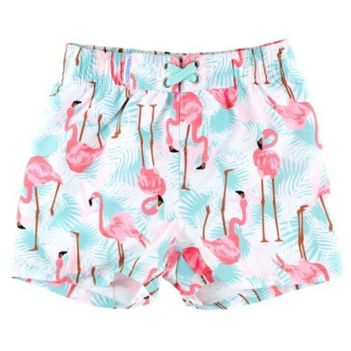 RuggedButts Boys Swim Trunks, Color: Vibrant flamingo, Size: 6-12 months