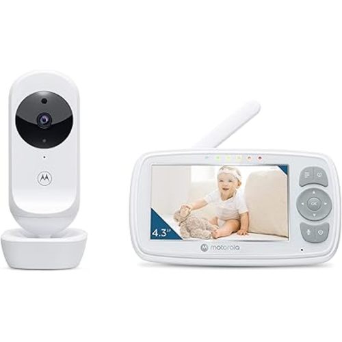 Motorola Baby Monitor-VM34 Video Baby Monitor W/Camera, 1000ft Range no WiFi 2.4 GHz Wireless, 4.3" Screen, 2-Way Audio, Manual Pan/Tilt, Digital Zoom, Room Temp Sensor, Lullabies, Night Vision
