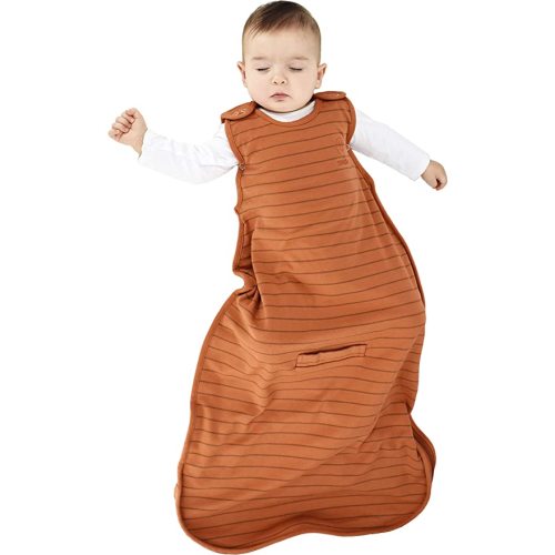 Woolino Merino Wool and Organic Cotton Ultimate Baby Sleep Sack - 4 Season - Two-Way Zipper Adjustable Baby Sleeping Bag - Universal Size Sleep Sack for Baby (2-24 Months) - Rust