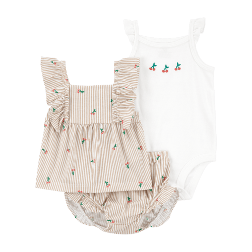 Baby 3-Piece Striped Cherry Print Little Short Set - Carter's | Carter's