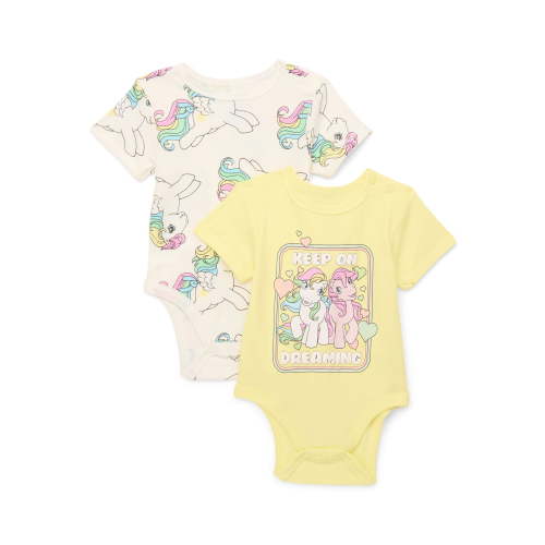 My Little Pony Baby Girls Graphic Bodysuits with Short Sleeves, 2-Pack, Sizes 0/3M-24M