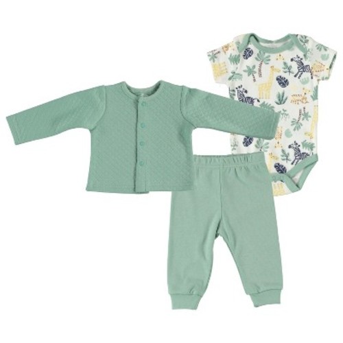 Chick Pea Baby Gender Neutral Clothes Cardigan Newborn Dress Up set, Color: Palm and zebras, Size: 3-6 months
