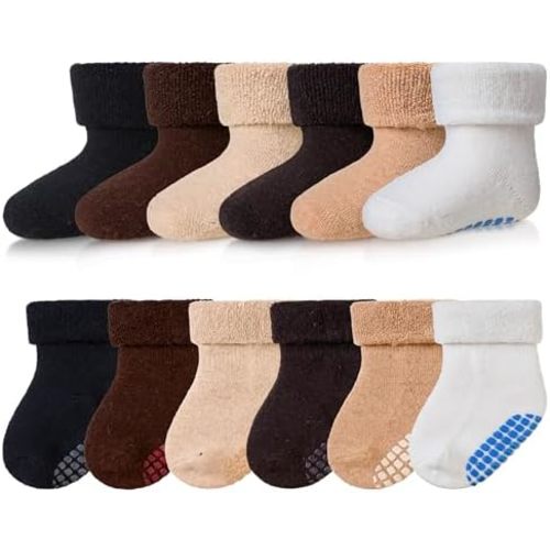 Baby Wool Floor Socks Soft Winter Warm Thick Non slip Toddler Boys Girls Crew Neck Socks 6 pairs