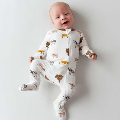 Zippered Footie in Moo