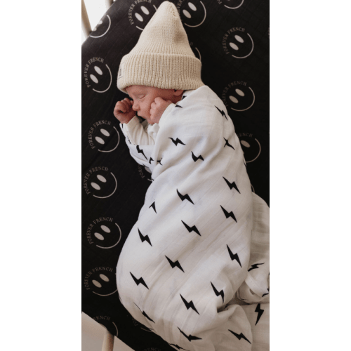 Muslin Swaddle | Black & White Lightning Bolt