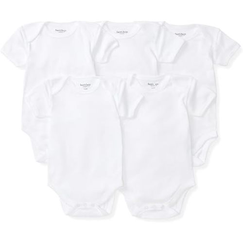 Burt's Bees Baby Unisex Bodysuits, Short Sleeve Organic Sleepwear, 5-Pack