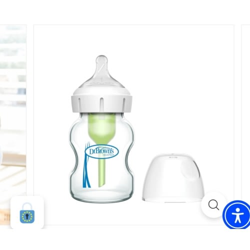 Dr. Brown's Natural Flow Anti-Colic Options+ Wide-Neck Glass Baby Bottle, with Level 1 Slow Flow Nipple