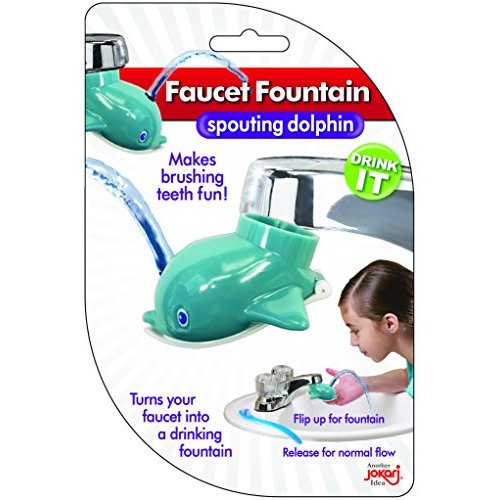 Faucet Drinking Fountain, Best Kids Water Dispenser, Makes Toothbrush Time Fun for All Ages, One Step Installation Takes Seconds, Saves Mess & Water - Dolphin (2 Pack)