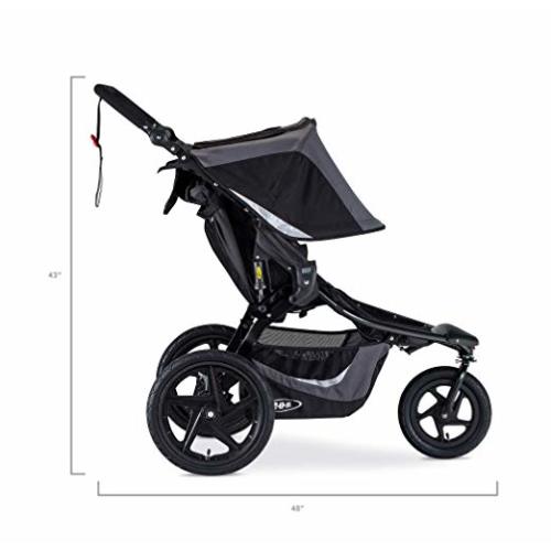 BOB Revolution Flex 3.0 Duallie Jogging Stroller - Up to 100 Pounds - UPF 50+ Canopy - Adjustable Handlebar - Easy Fold, Graphite Black