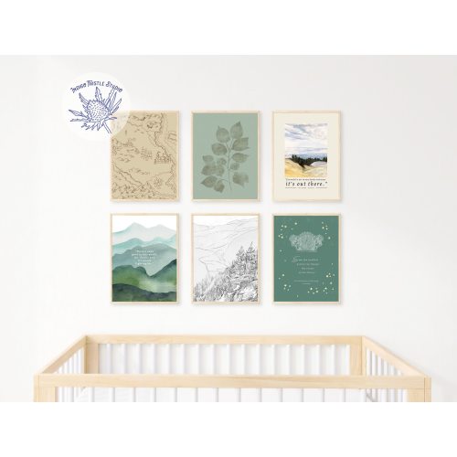 LOTR Nursery Posters Set of 6, Green Nursery Prints, Gallery Wall Bundle, Middle Earth Nursery Wall Art, Adventure Nursery Decor, Tolkien