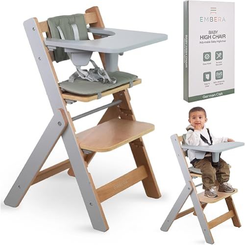 Trip Trapp Foldable Baby High Chair for Babies and Toddlers, for Age 6 Months Convertible, Adjustable Wooden High Chairs,5 Point Harness, Cushion, Cotton Bib, Hand Made, Easy to Clean