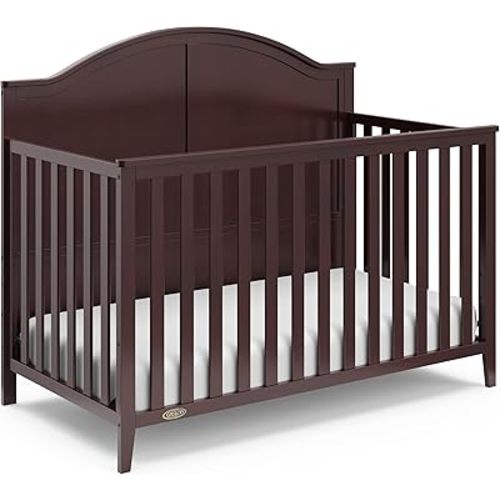 Graco Wilfred 5-in-1 Convertible Crib (Espresso) – GREENGUARD Gold Certified, Converts to Toddler Bed and Full-Size Bed, Fits Standard Full-Size Crib Mattress, Adjustable Mattress Support Base