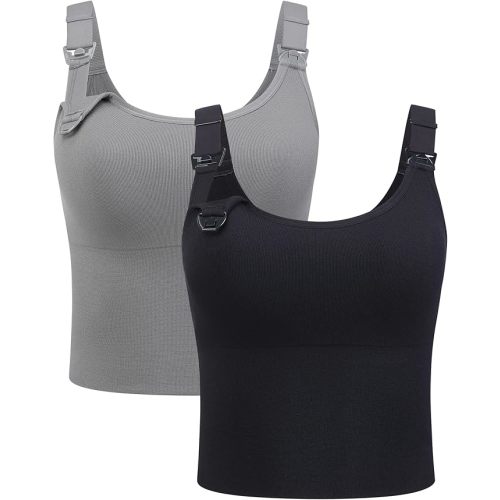 Suekaphin Nursing Bra Longline Tank Top Crop,Support Maternity Workout Sport Bra,Wide Straps Sewn Cups for Breastfeeding