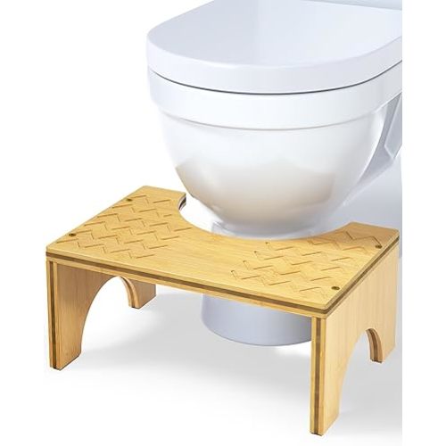 Toilet Stool, Easoger Poop Stool Adult, 7" Wood Potty Stool, Bathroom Step Stool Squat with Anti Slip, 330 lbs Capacity
