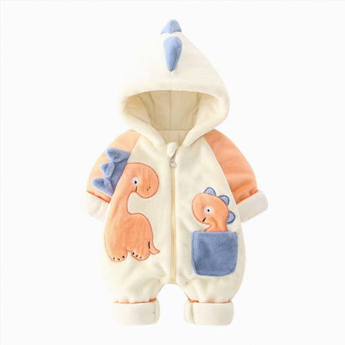 KPOPLK Baby Long Sleeve Romper Jumpsuit, Soft Rayon One Piece Pajamas Boy Girl(Orange,3-6 Months)