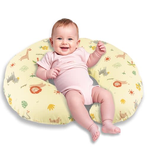 Nursing Pillow, Breastfeeding Pillow with Removable Cover, Ergonomic Breast Feeding Pillow, Baby Feeding Pillow for Mom Easier Breastfeeding- Original Size/Animal Yellow