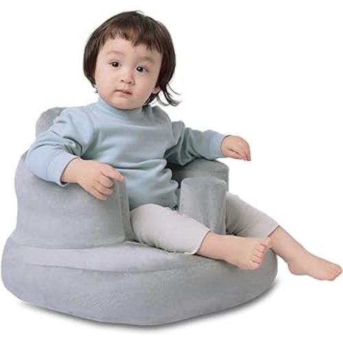 Inflatable Baby Chair with Breathable Cover for Babies 3 Months & Up, 2-Way Use Inflatable Baby Seat Sitting Up, Built in Air Pump Blow Up Infant Floor Seat
