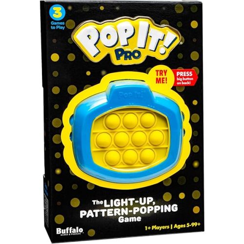 Buffalo Games Pop It Pro - The Original Light Up, Pattern Popping, Pop It Game from Buffalo Games,Blue and Yellow