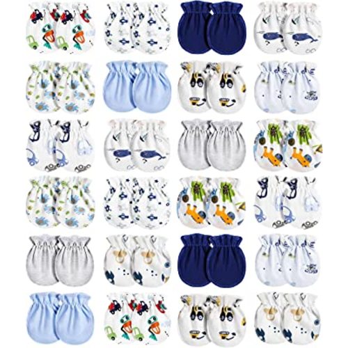 Geyoga 24 Pairs Newborn Baby Boy Girl Mittens 0-6 Months Newborn No Scratch Mittens Soft Elastic Infant Baby Gloves