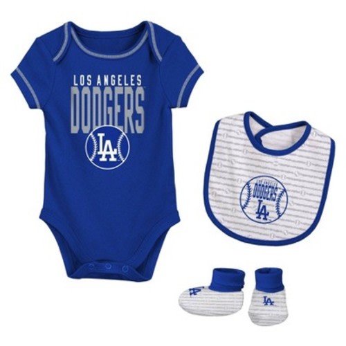 MLB Los Angeles Dodgers Baby Girls' 3pk Bodysuit - 0-3M