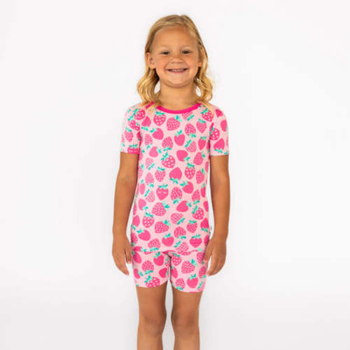 Sweet Strawberries Two-Piece Short Sleeve & Shorts Pajama Set