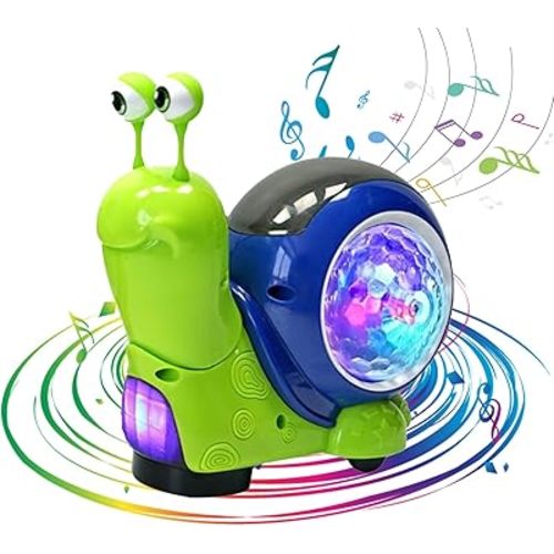 2025 Luminous Snail Toy - Electric Baby Crawling Toys, Snail Musical Toys for Infant, Baby, Toddler with Light-Up Music & Walking, Dancing - Crawling Snail Baby Toy, Interactive Sensory Toys for Home