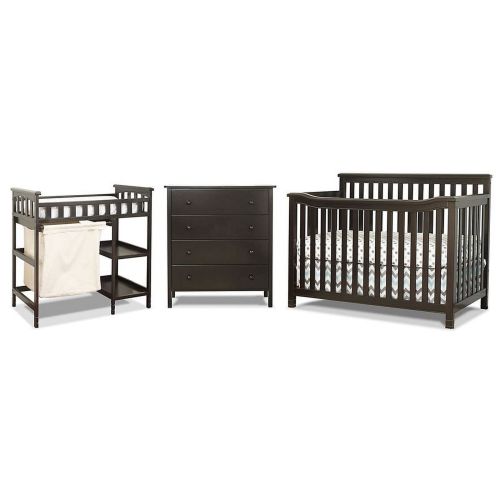 Sorelle Palisades 4-in-1 Convertible Crib, Dresser, and Changing Table Set in Espresso