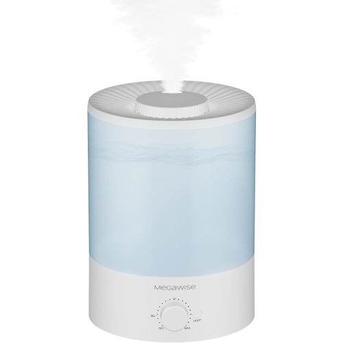 MegaWise Healthy Top-Refill Cool Mist Humidifiers for Bedroom, 24dB Ultrasonic Air Vaporizer with Water Filter for Baby [PP Material], Colorful Night Light,1 Gal Essential Oil Diffuser, Auto Shut Off